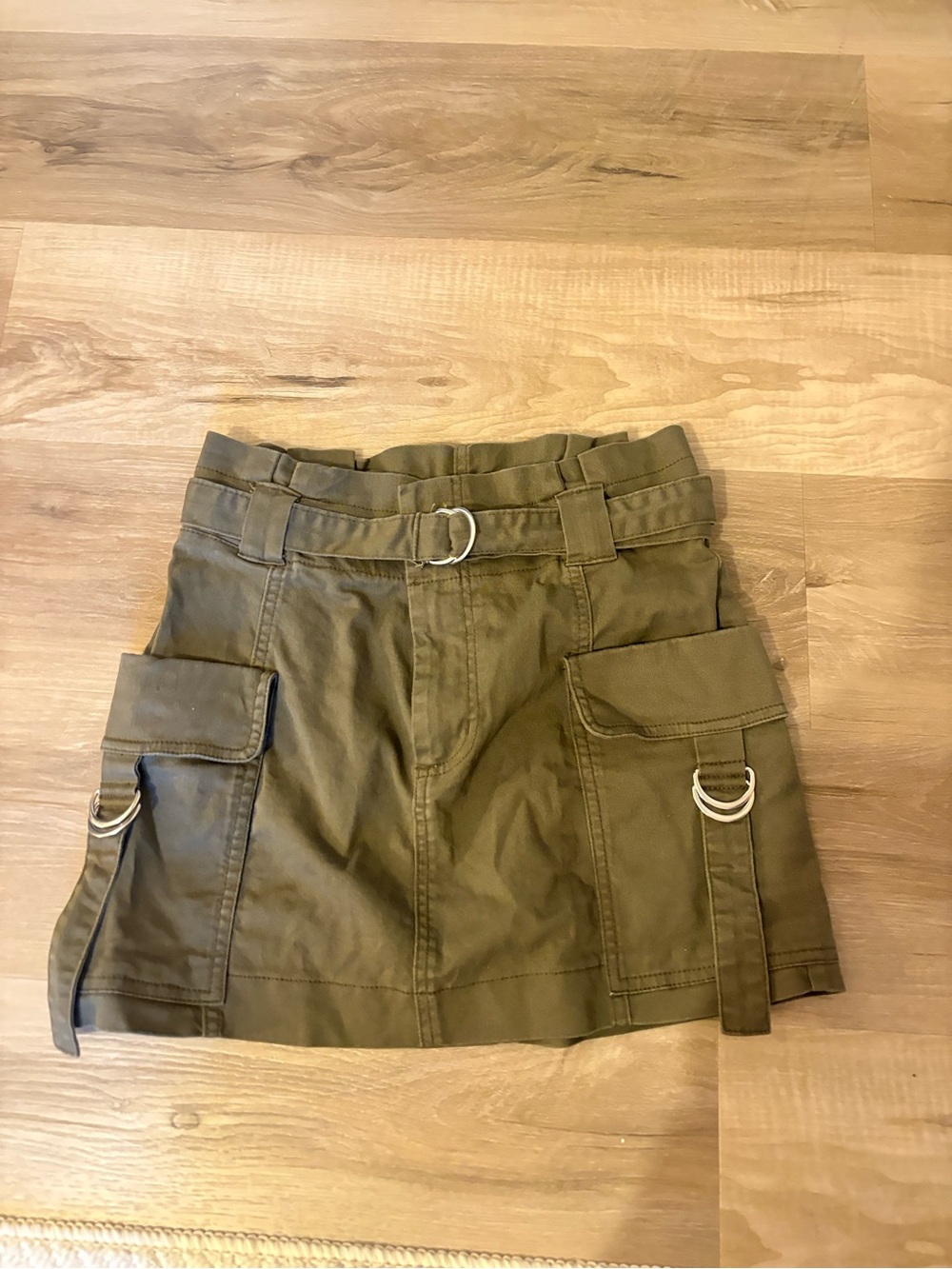 Garage Olive Green Mini Cargo Skirt
